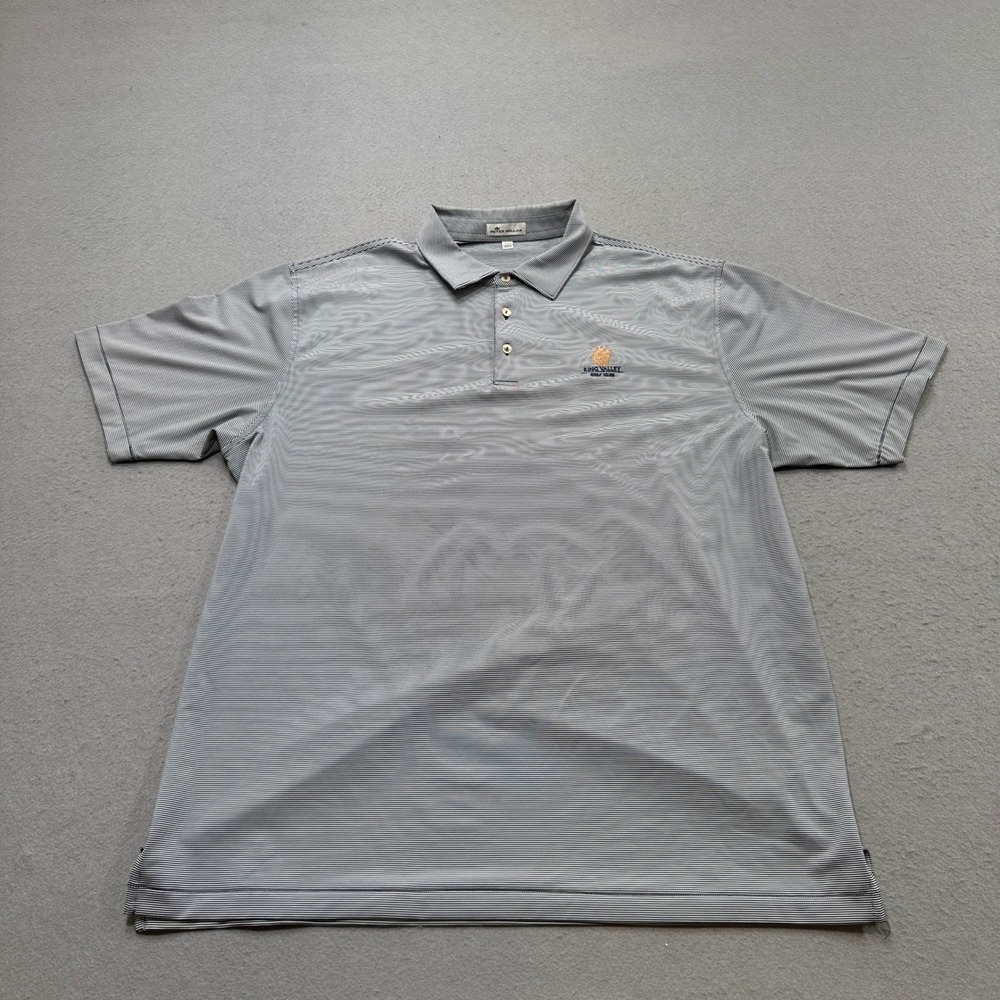 Peter Millar Polo Shirt Men's 2XL Gray Striped King Valley Golf Club Activewear